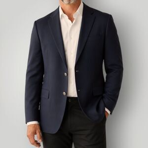 MICHAEL KORS Mens Blazer Sport Coat 2-Button Jacket 50L Navy Brass Buttons Wool